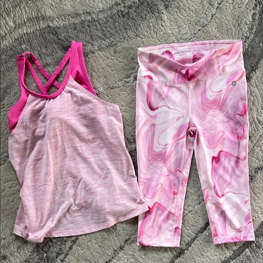 Joe Fresh Pink Swirl Tank and Leggings Set size 6